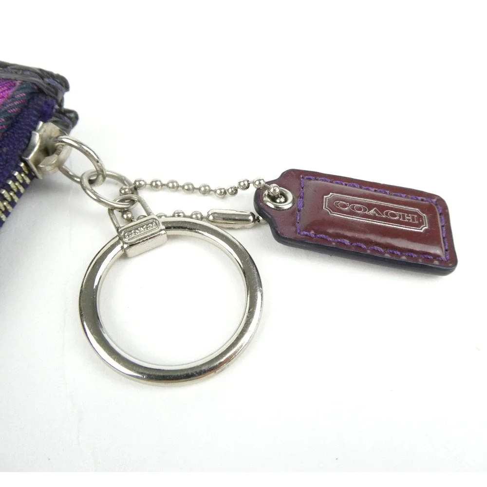 Coach Poppy Purple Plaid Zipper Pouch